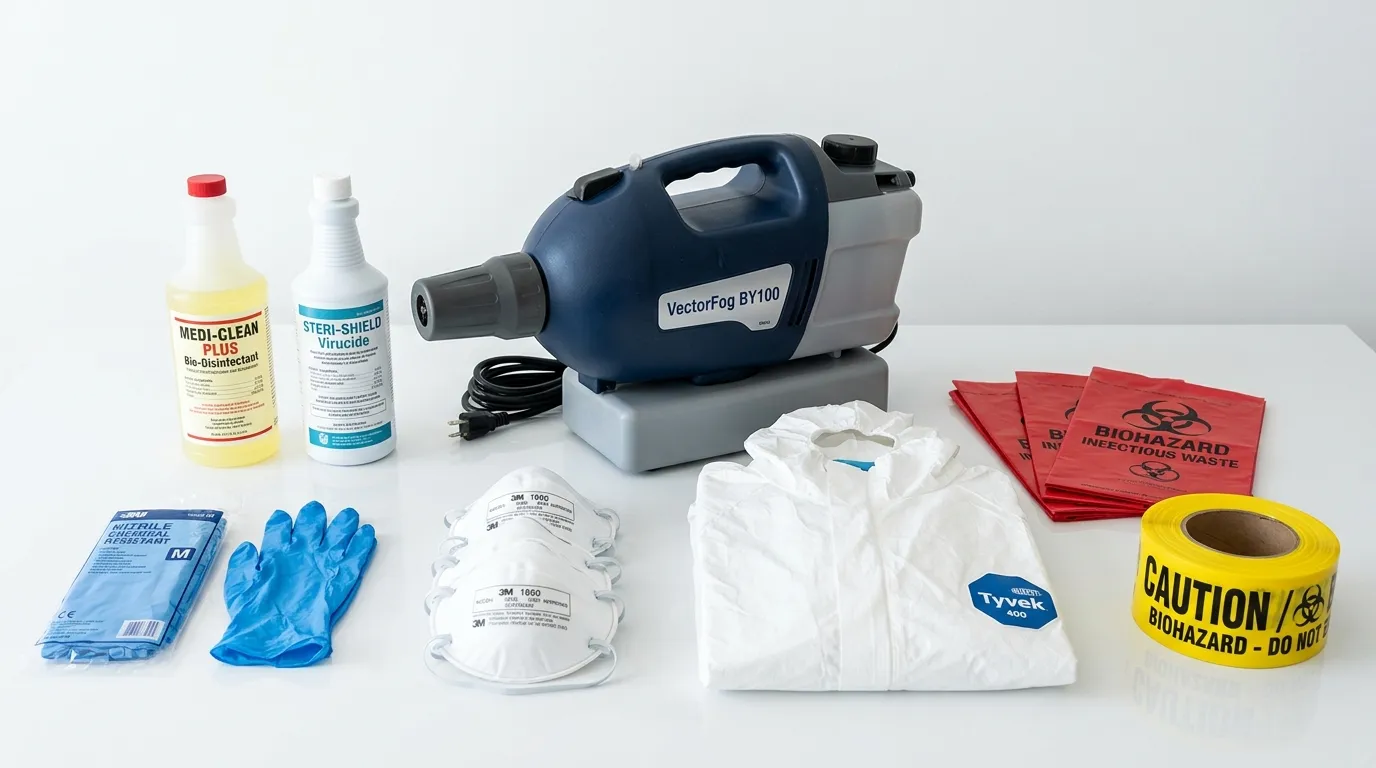 Professional biohazard remediation crew working in Sanger